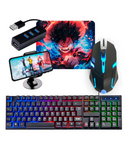Kit Gamer Mageon Teclado Semimecânico RGB ABNT2 + Mouse 2400DPI + Mousepad Preto