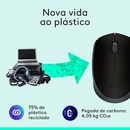 Mouse sem fio Logitech M170 com Design Ambidestro Compacto, Conexão USB e Pilha Inclusa