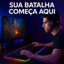 Mouse Pad Gamer Para Jogos com RGB LED Com 14 Modos de Iluminação 80x30cm