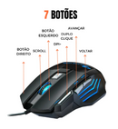 Kit Teclado Semi-mecânico + Mouse Gamer 3200 Dpi + Mouse Pad Preto