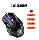Kit Teclado Semi-mecânico + Mouse Gamer 3200 Dpi + Mouse Pad Preto